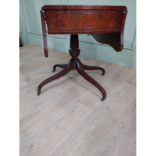 790 - Edwardian mahogany drop leaf table with inset leather top and single drawer in the frieze raised on ... 