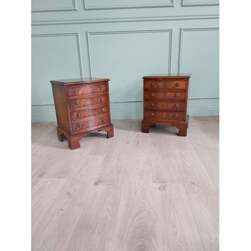 792 - Pair of good quality mahogany bedside cabinets with four drawers raised on bracket feet in the Georg... 