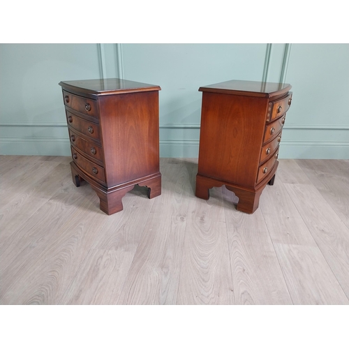 792 - Pair of good quality mahogany bedside cabinets with four drawers raised on bracket feet in the Georg... 