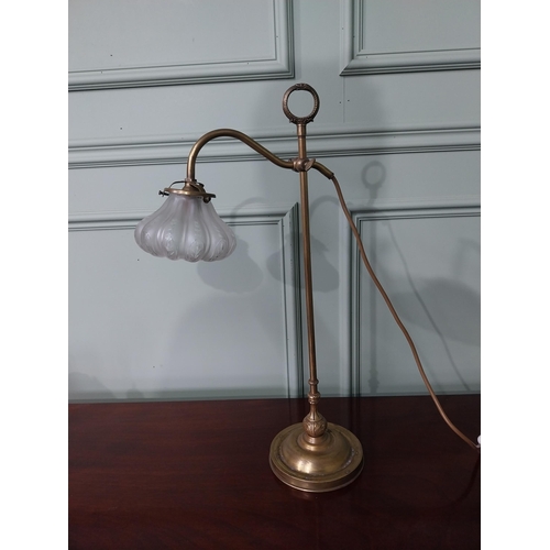 8 - Good quality early 20th C. adjustable students lamp with frosted glass shade {50 cm H x 33 cm W x 15... 