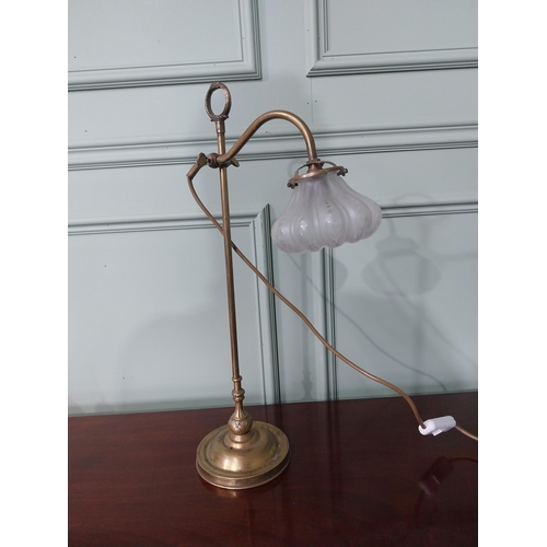 8 - Good quality early 20th C. adjustable students lamp with frosted glass shade {50 cm H x 33 cm W x 15... 