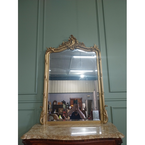 804 - 19th C. French giltwood over mantle mirror decorated with swags and flowers {143 cm H x 100 cm D}.