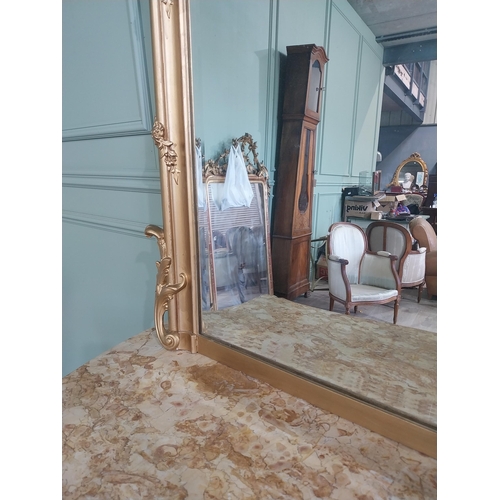 804 - 19th C. French giltwood over mantle mirror decorated with swags and flowers {143 cm H x 100 cm D}.