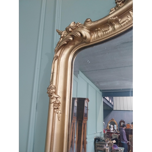 804 - 19th C. French giltwood over mantle mirror decorated with swags and flowers {143 cm H x 100 cm D}.