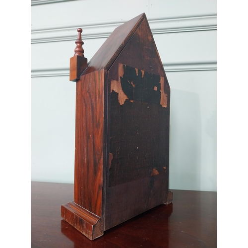 807 - 19th C. rosewood steeple clock with painted dial and painted glass panel {38 cm H x 22 cm W x 10 cm ... 