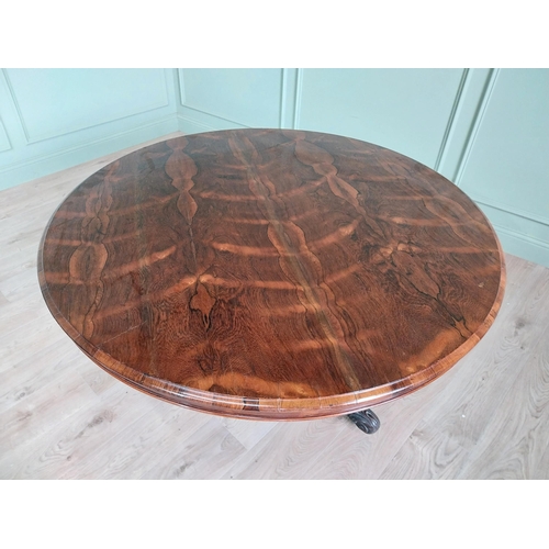 81 - Exceptional quality 19th C. rosewood centre table raised on profusely carved central pod and three o... 