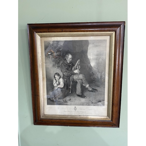 812 - 19th C. Royal Irish Art Union 'Father and Daughter' lithograph mounted rosewood frame {73 cm H x 63 ... 