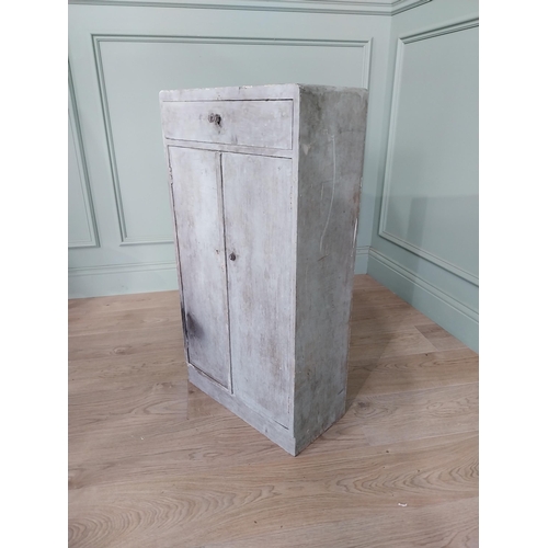 813 - 1950s painted wooden side cabinet with two blind doors and single drawer {84 cm H x 45 cm W x 24 cm ... 