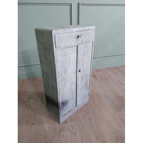 813 - 1950s painted wooden side cabinet with two blind doors and single drawer {84 cm H x 45 cm W x 24 cm ... 