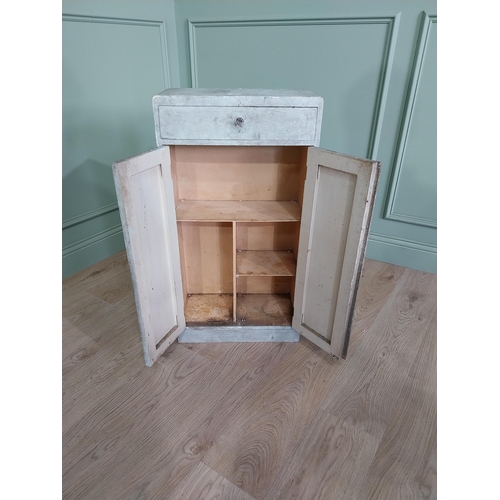 813 - 1950s painted wooden side cabinet with two blind doors and single drawer {84 cm H x 45 cm W x 24 cm ... 