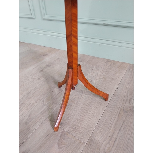 814 - 19th C. satinwood wine table raised on turned column and three out swept feet {46 cm H x 28 cm Dia.}... 