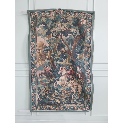 816 - 20th C. French tapestry depicting woodland hunting scene in the Aubusson style {197 cm  H x 127 cm W... 