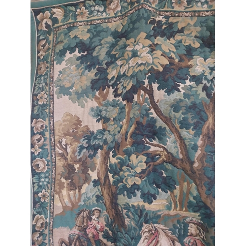 816 - 20th C. French tapestry depicting woodland hunting scene in the Aubusson style {197 cm  H x 127 cm W... 