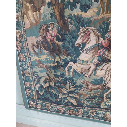 816 - 20th C. French tapestry depicting woodland hunting scene in the Aubusson style {197 cm  H x 127 cm W... 