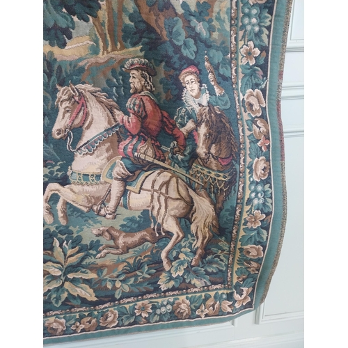 816 - 20th C. French tapestry depicting woodland hunting scene in the Aubusson style {197 cm  H x 127 cm W... 