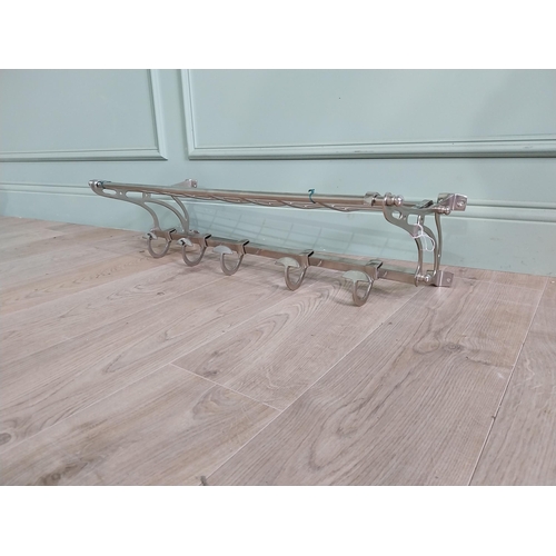 829 - Good quality 1940s chrome luggage rack and coat hanger {17 cm H x 76 cm W x 30 cm D}.