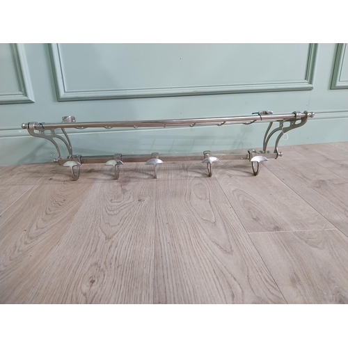 829 - Good quality 1940s chrome luggage rack and coat hanger {17 cm H x 76 cm W x 30 cm D}.