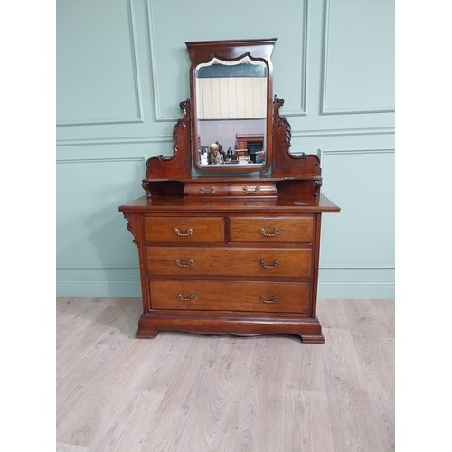 830 - Good quality Edwardian mahogany dressing table with mirrored back above two short drawers and two lo... 