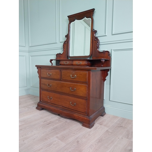 830 - Good quality Edwardian mahogany dressing table with mirrored back above two short drawers and two lo... 