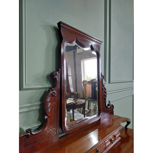 830 - Good quality Edwardian mahogany dressing table with mirrored back above two short drawers and two lo... 