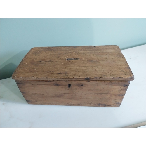 835 - 18th C. pine poor collection box {12 cm H x 29 cm W x 15 cm D}.