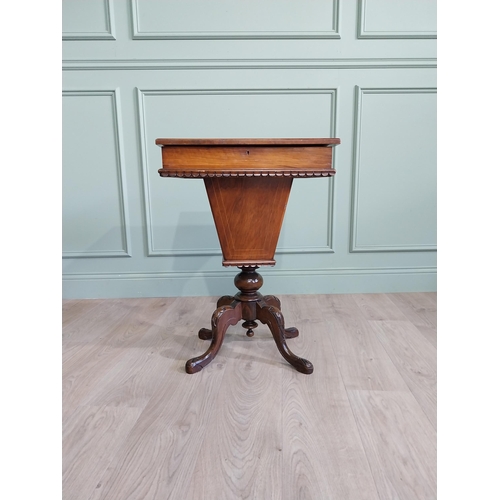 841 - 19th C. walnut sewing table with fitted interior raised on four out swept legs {73 cm H x 52 cm W x ... 