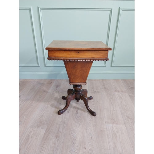 841 - 19th C. walnut sewing table with fitted interior raised on four out swept legs {73 cm H x 52 cm W x ... 