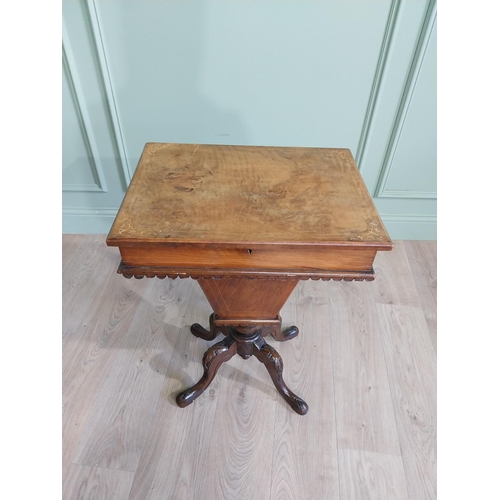 841 - 19th C. walnut sewing table with fitted interior raised on four out swept legs {73 cm H x 52 cm W x ... 