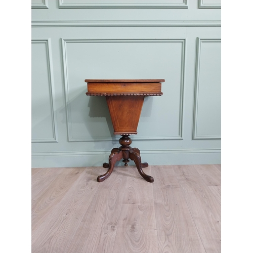 841 - 19th C. walnut sewing table with fitted interior raised on four out swept legs {73 cm H x 52 cm W x ... 