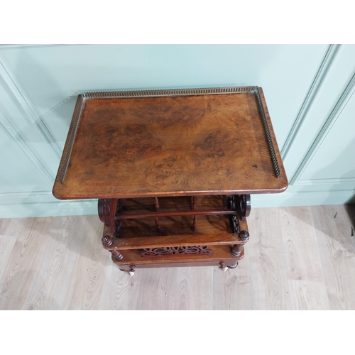 844 - Victorian walnut music stand with brass gallery back raised on turned legs {92 cm H x 60 cm W x 39 c... 