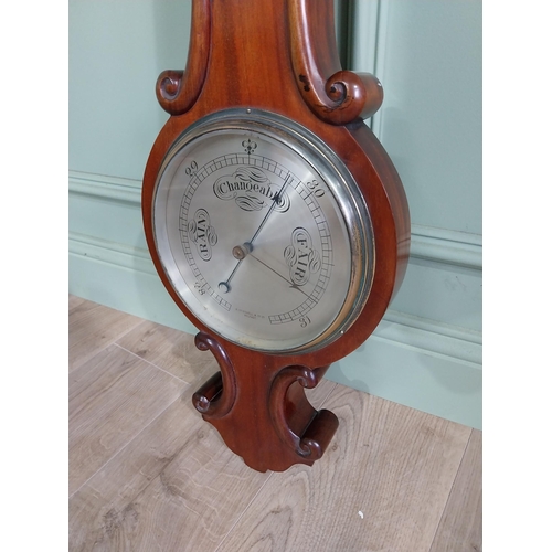 860 - Victorian mahogany barometer with silver dial by R. McDowell & Co. Belfast {90 cm H x 28 cm W x 8 cm... 