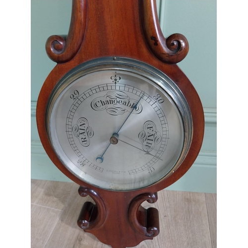 860 - Victorian mahogany barometer with silver dial by R. McDowell & Co. Belfast {90 cm H x 28 cm W x 8 cm... 