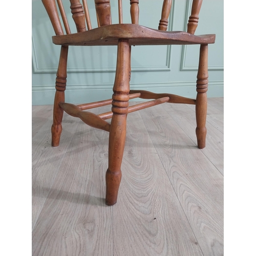 865 - 19th C. ash and elm open armchair raised on turned legs and single stretcher {97 cm H x 53 cm W x 54... 