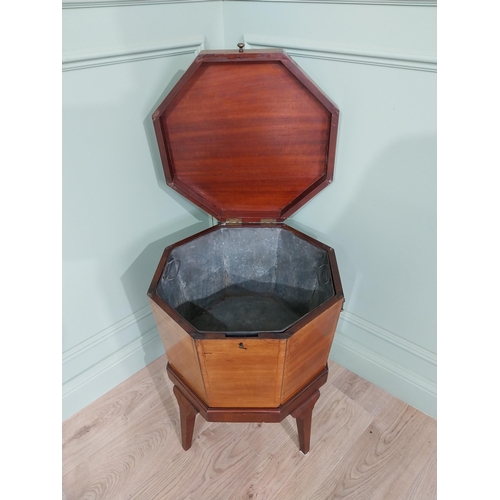 866 - Georgian mahogany and satinwood inlaid cellarette with original liner raised on square tapered legs ... 