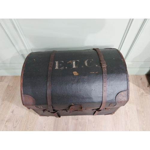 869 - 19th C. leather bound trunk monogrammed E.T.C. {65 cm H x 85 cm W x 60 cm D}.