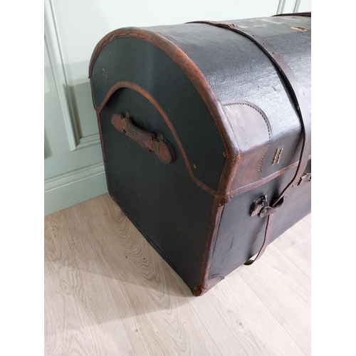 869 - 19th C. leather bound trunk monogrammed E.T.C. {65 cm H x 85 cm W x 60 cm D}.