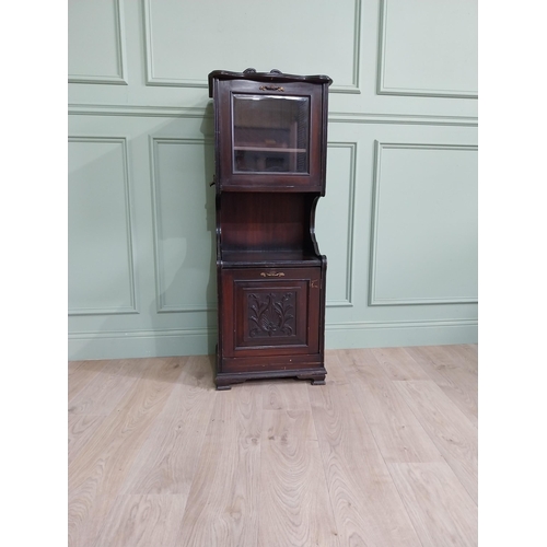 885 - Edwardian mahogany music cabinet with metal mounts {140 cm H x 50 cm W x 40 cm D}.