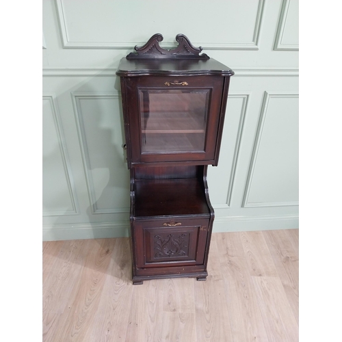 885 - Edwardian mahogany music cabinet with metal mounts {140 cm H x 50 cm W x 40 cm D}.