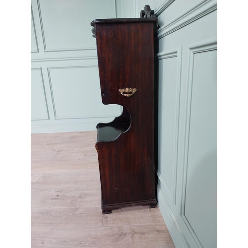 885 - Edwardian mahogany music cabinet with metal mounts {140 cm H x 50 cm W x 40 cm D}.