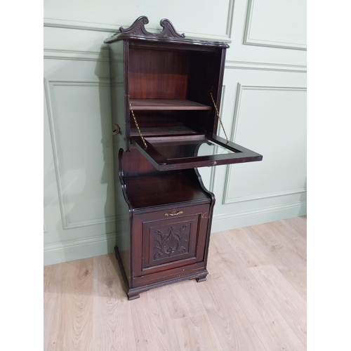 885 - Edwardian mahogany music cabinet with metal mounts {140 cm H x 50 cm W x 40 cm D}.