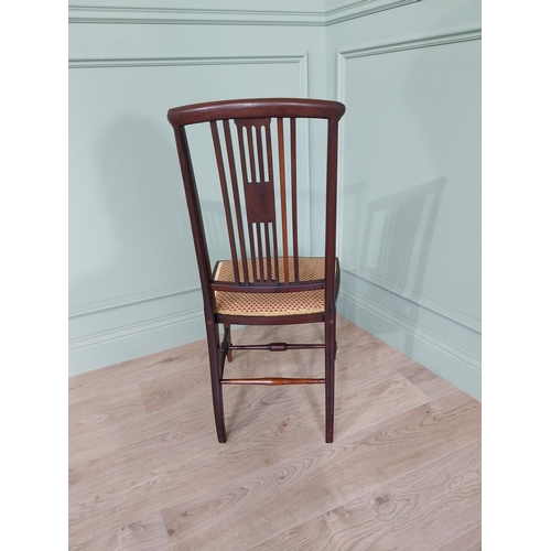 886 - Edwardian mahogany and satinwood inlaid side chair with upholstered seat raised on square tapered le... 