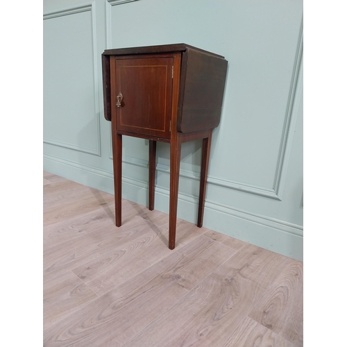 889 - Edwardian mahogany drop leaf bedside cabinet with single door {79 cm H x 42 cm W x 30 cm D}