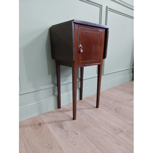 889 - Edwardian mahogany drop leaf bedside cabinet with single door {79 cm H x 42 cm W x 30 cm D}