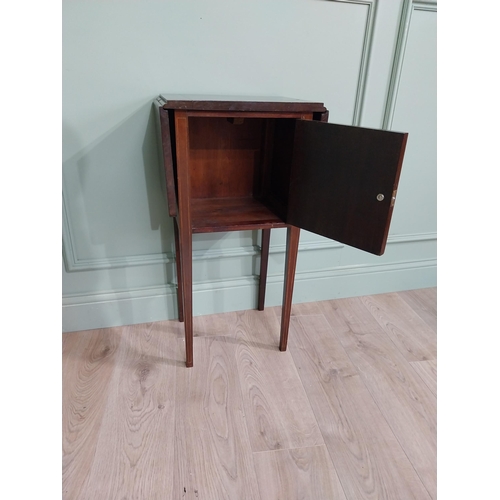 889 - Edwardian mahogany drop leaf bedside cabinet with single door {79 cm H x 42 cm W x 30 cm D}