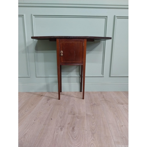 889 - Edwardian mahogany drop leaf bedside cabinet with single door {79 cm H x 42 cm W x 30 cm D}