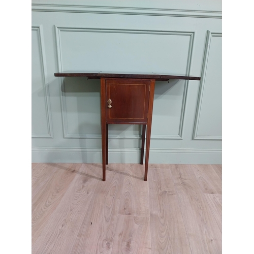 889 - Edwardian mahogany drop leaf bedside cabinet with single door {79 cm H x 42 cm W x 30 cm D}