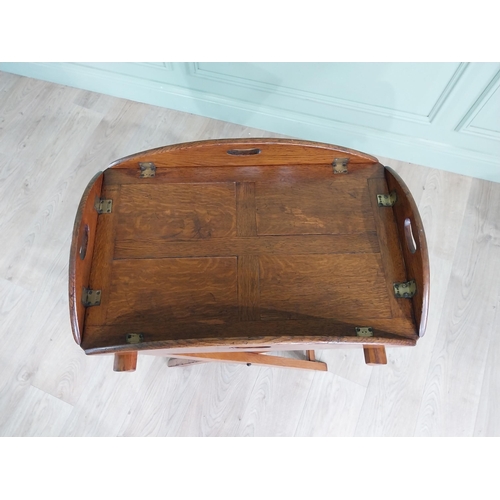 892 - Good quality 19th C. oak butlers tray raised on stand {78 cm H x 73 cm W x 52 cm D}.