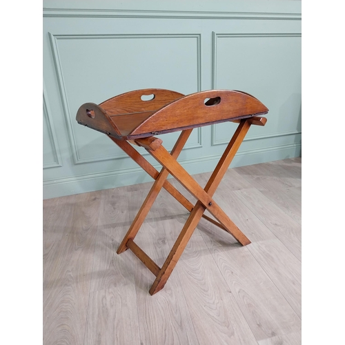 892 - Good quality 19th C. oak butlers tray raised on stand {78 cm H x 73 cm W x 52 cm D}.