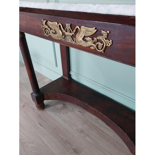 899 - 19th C. French mahogany console table with marble top and ormolu mounts {88 cm H x 109 cm W x 43 cm ... 