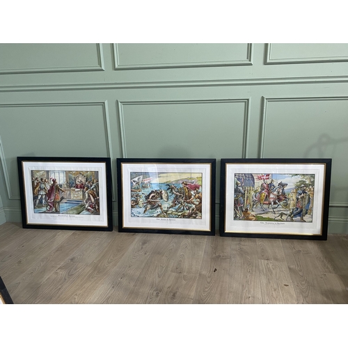 9 - Set of six Periods of time in Ireland coloured prints mounted in ebonised frames {64 cm H x 81 cm W}... 